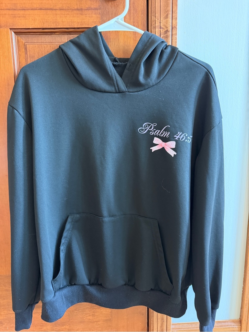 Black Psalm 46:5 Hoodie with Pink Bow